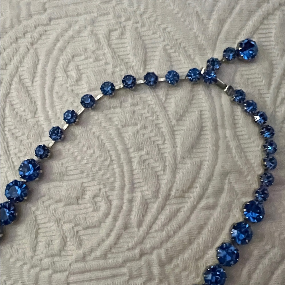 ALBERT WEISS Bright Blue Austrian Crystal Choker Necklace - Picture 5 of 12